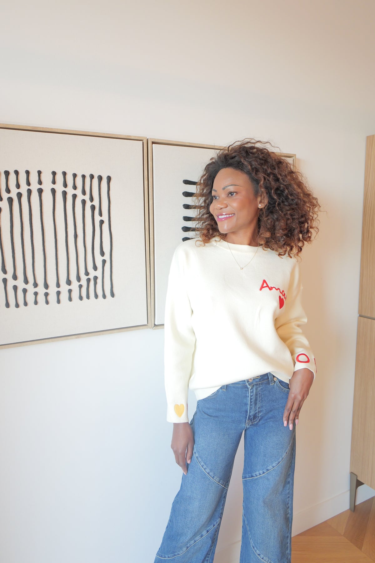 Ecru heart sweater