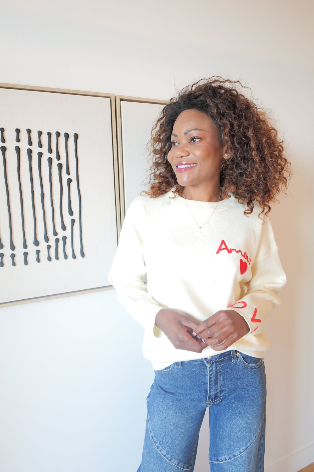 Ecru heart sweater