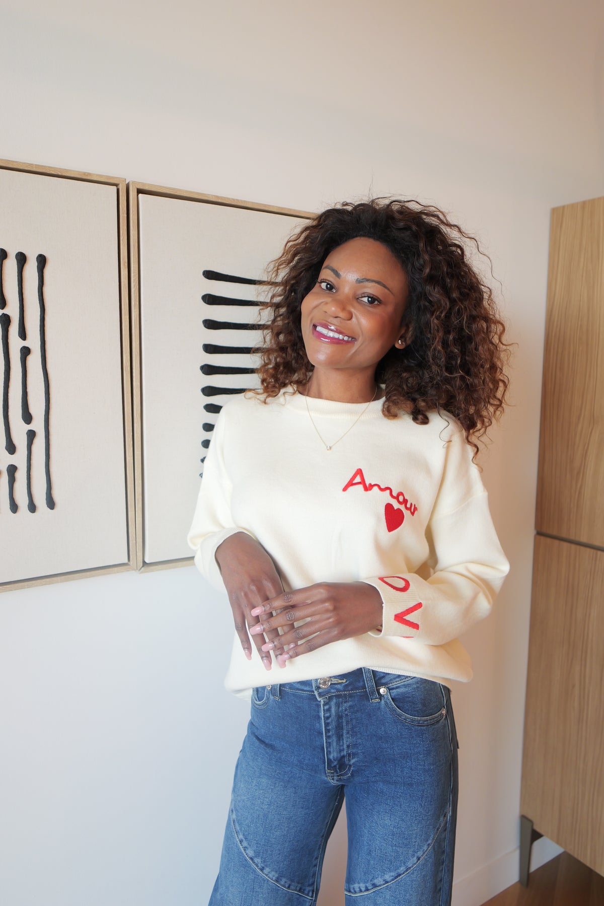 Ecru heart sweater