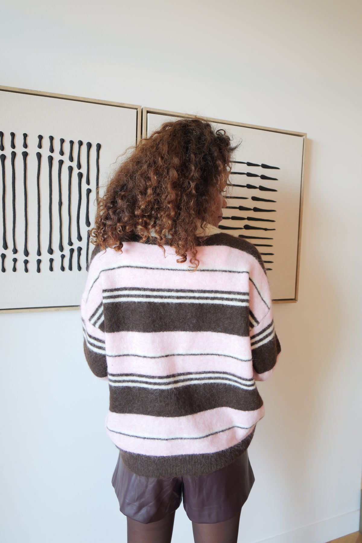 Pink and brown striped sweater