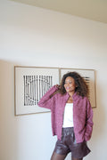 BIANCA zip-up cardigan – Pink & plum stripes