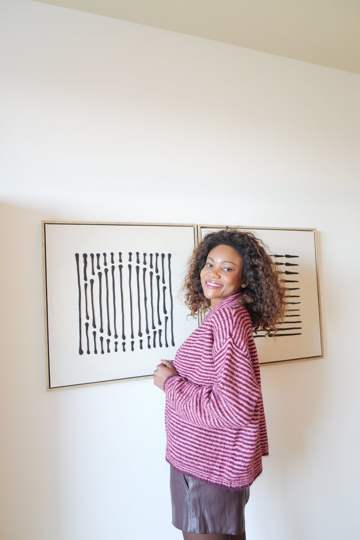 BIANCA zip-up cardigan – Pink & plum stripes