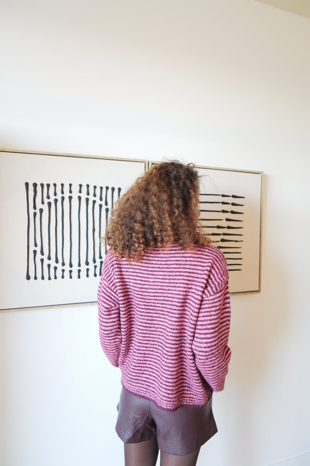 BIANCA zip-up cardigan – Pink & plum stripes