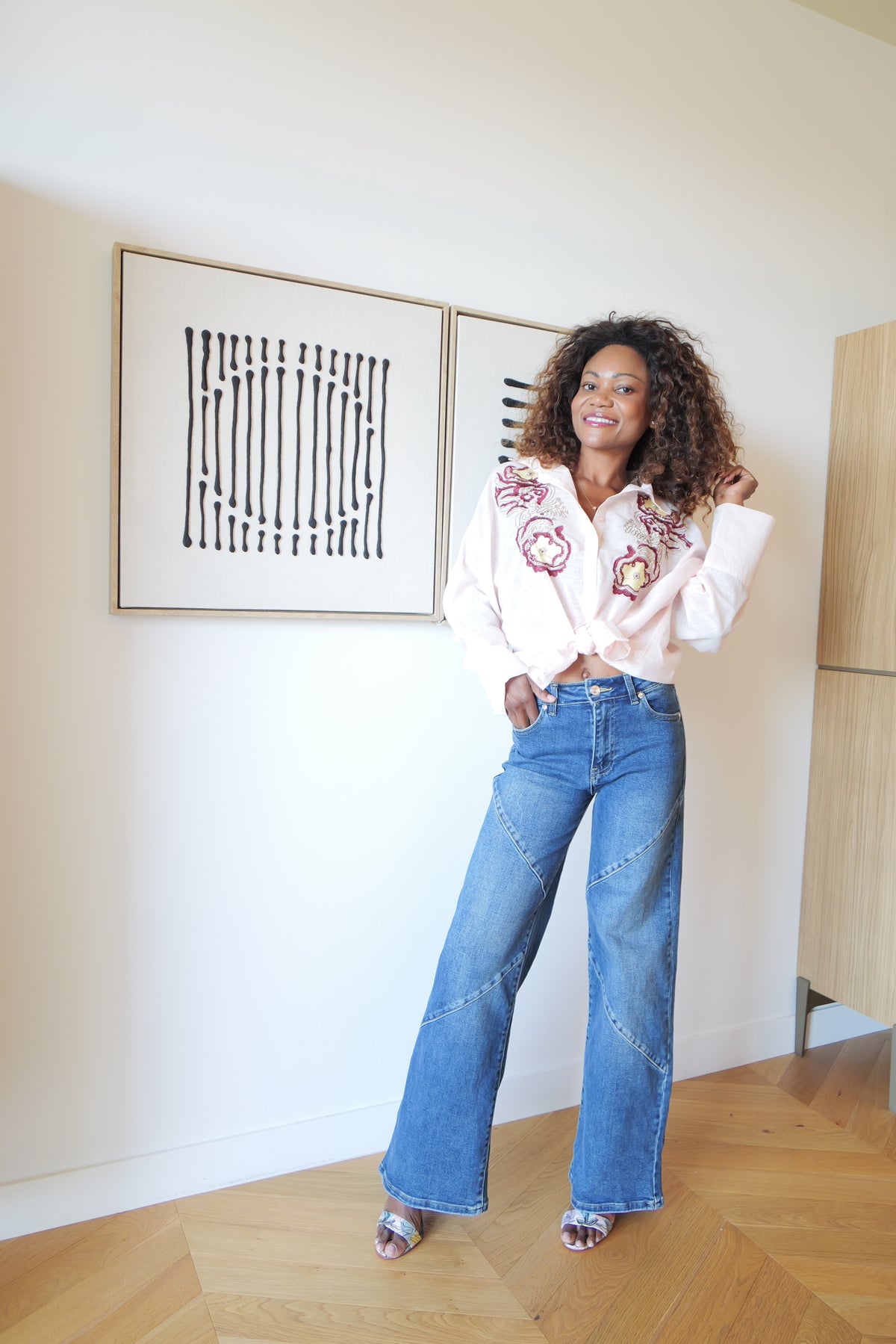 LIORA powder pink embroidered shirt