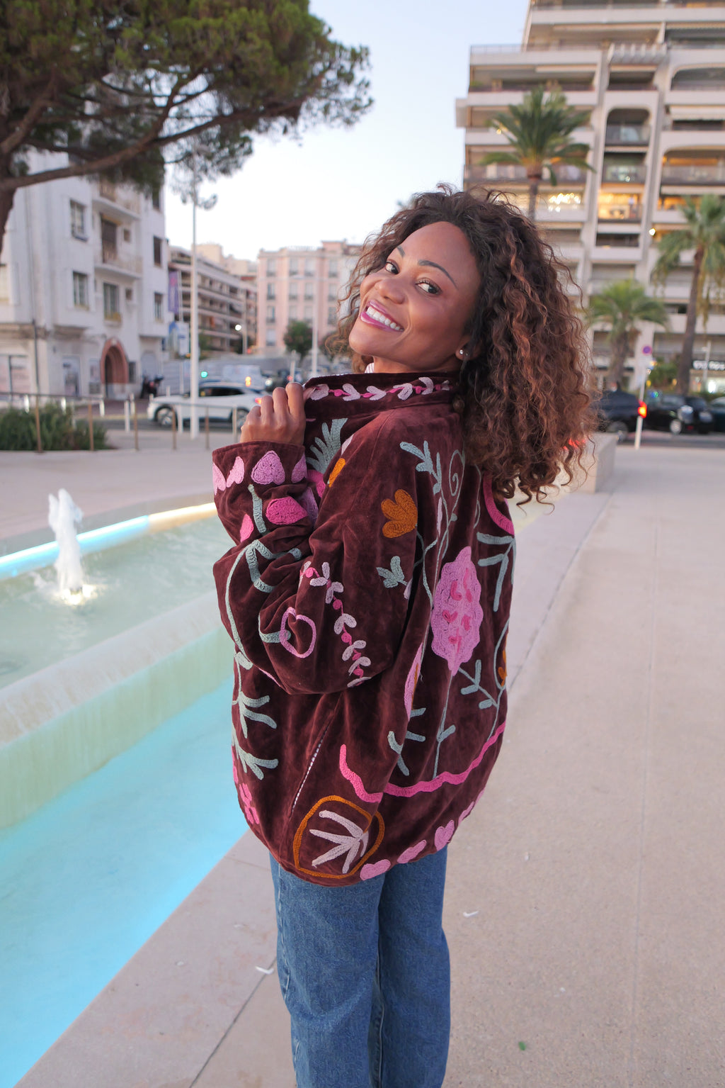ANAYA jacket with pink embroidery