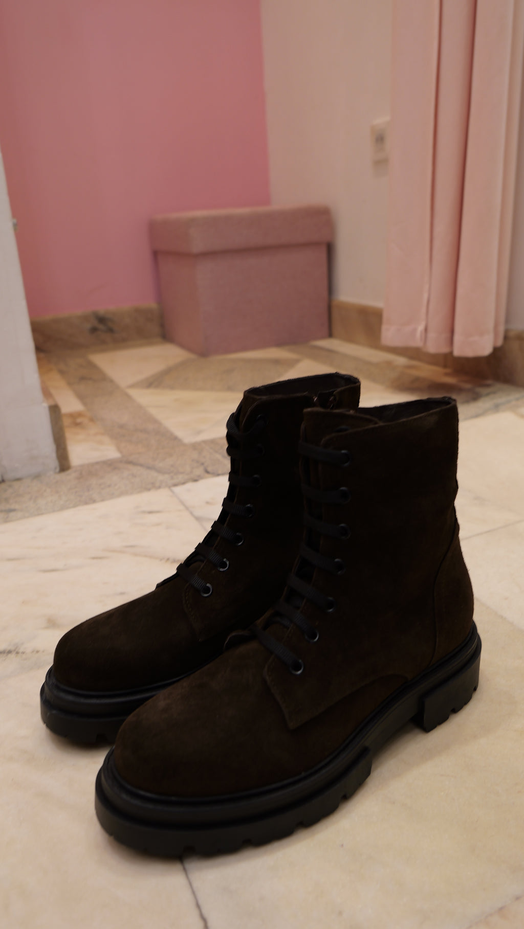 Dark brown lace-up ankle boots
