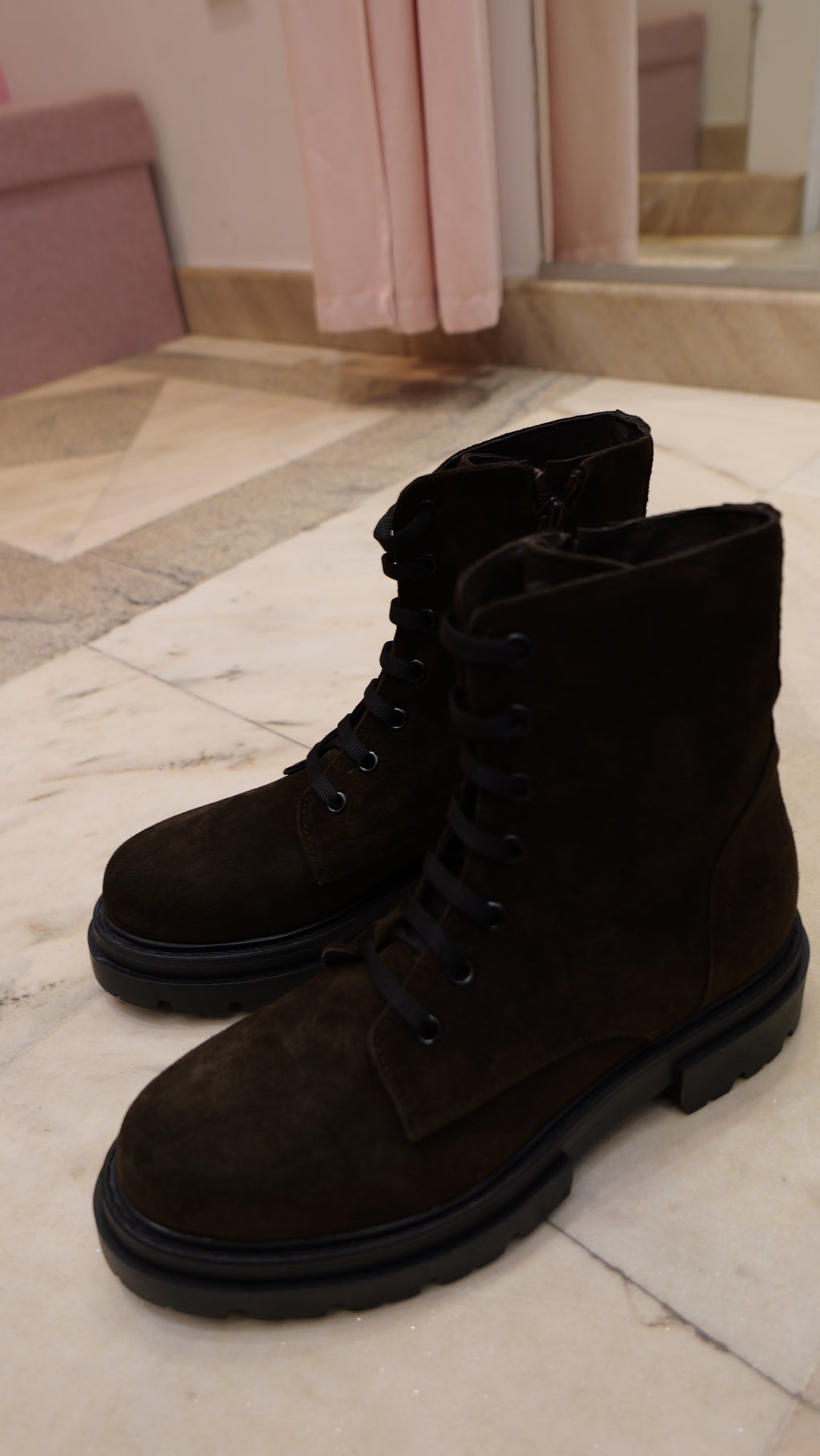 Dark brown lace-up ankle boots