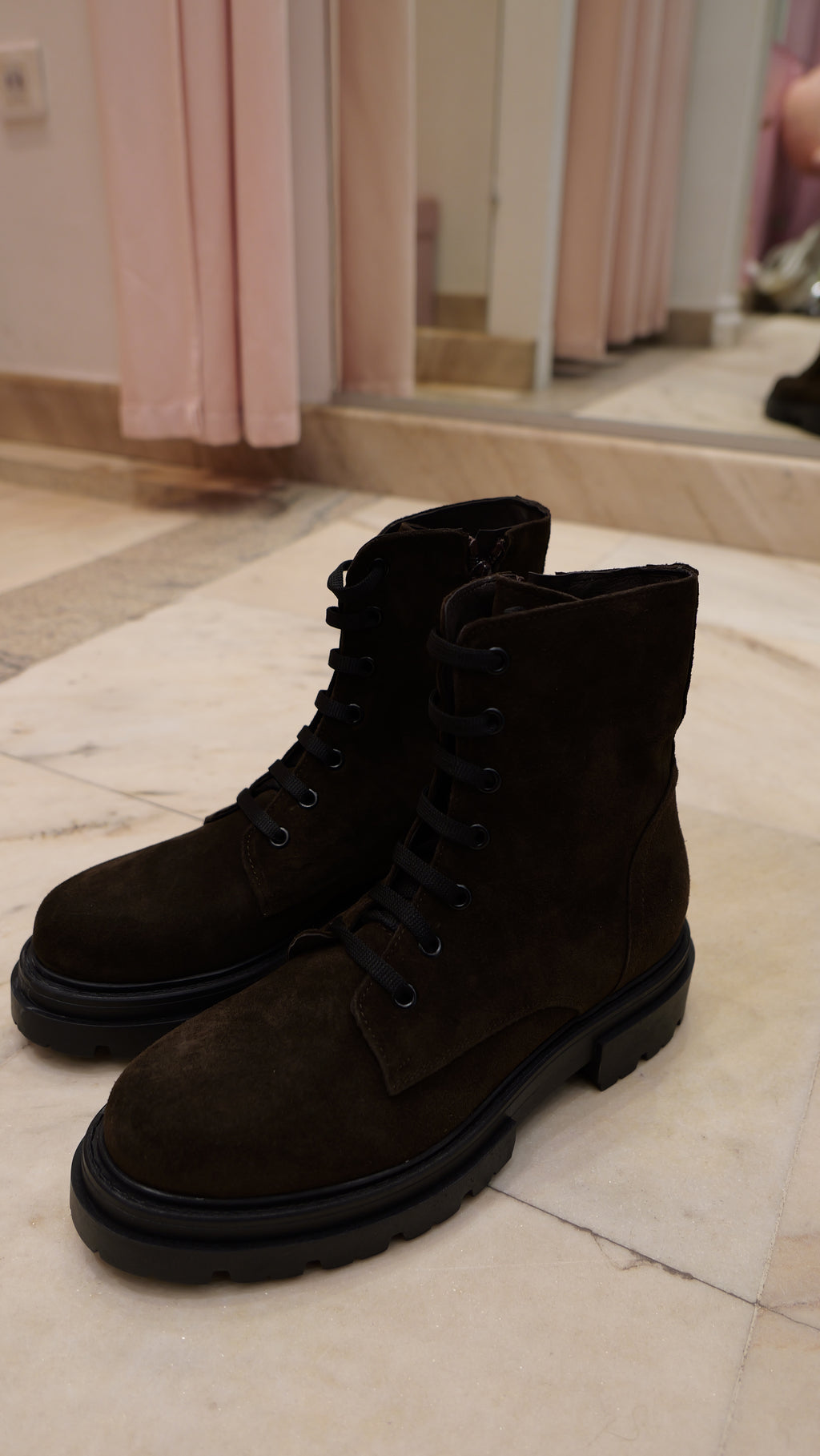 Dark brown lace-up ankle boots