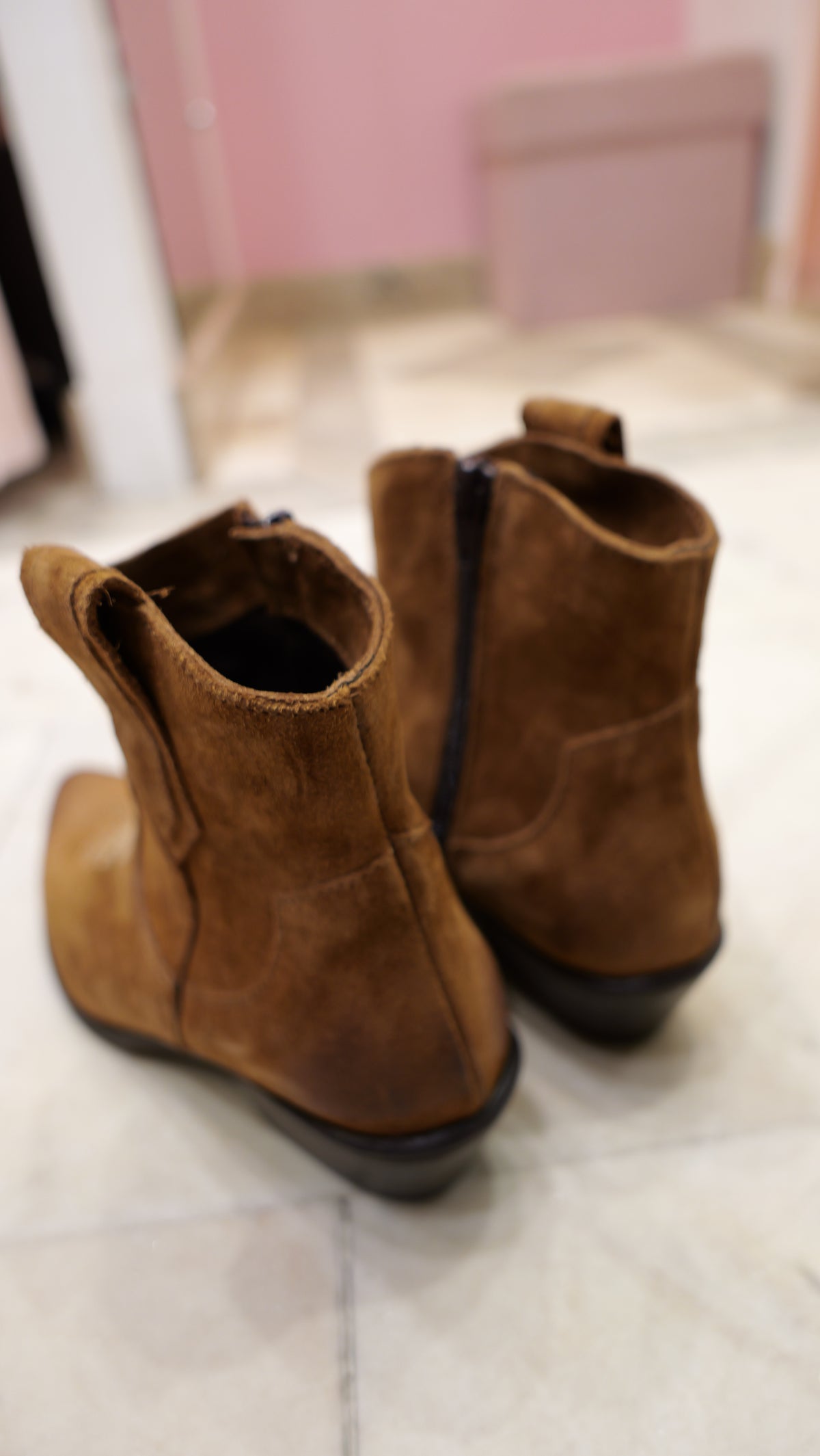 Tan cowboy ankle boots