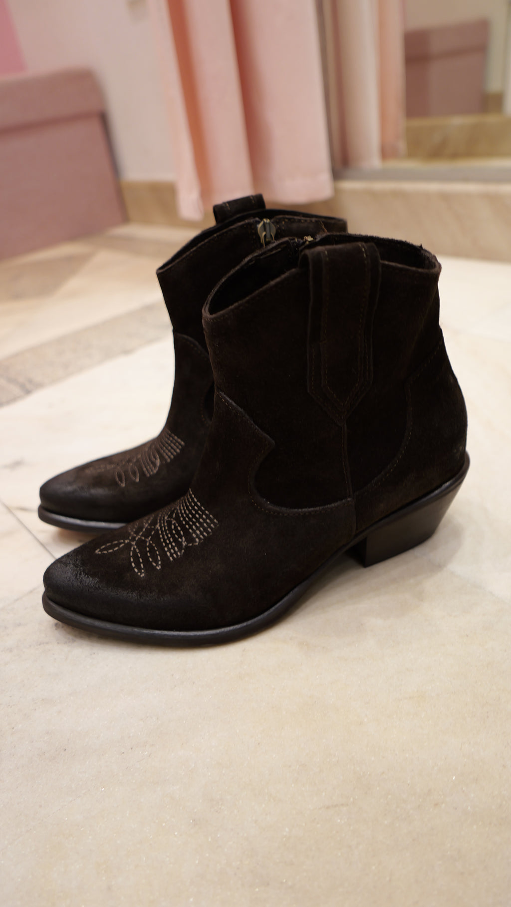 Black cowboy ankle boots