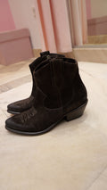 Black cowboy ankle boots