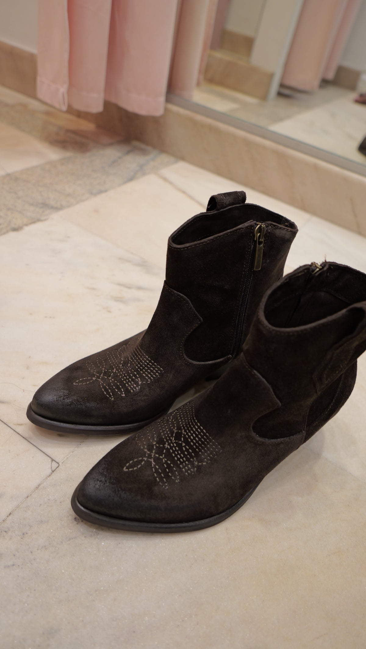Black cowboy ankle boots