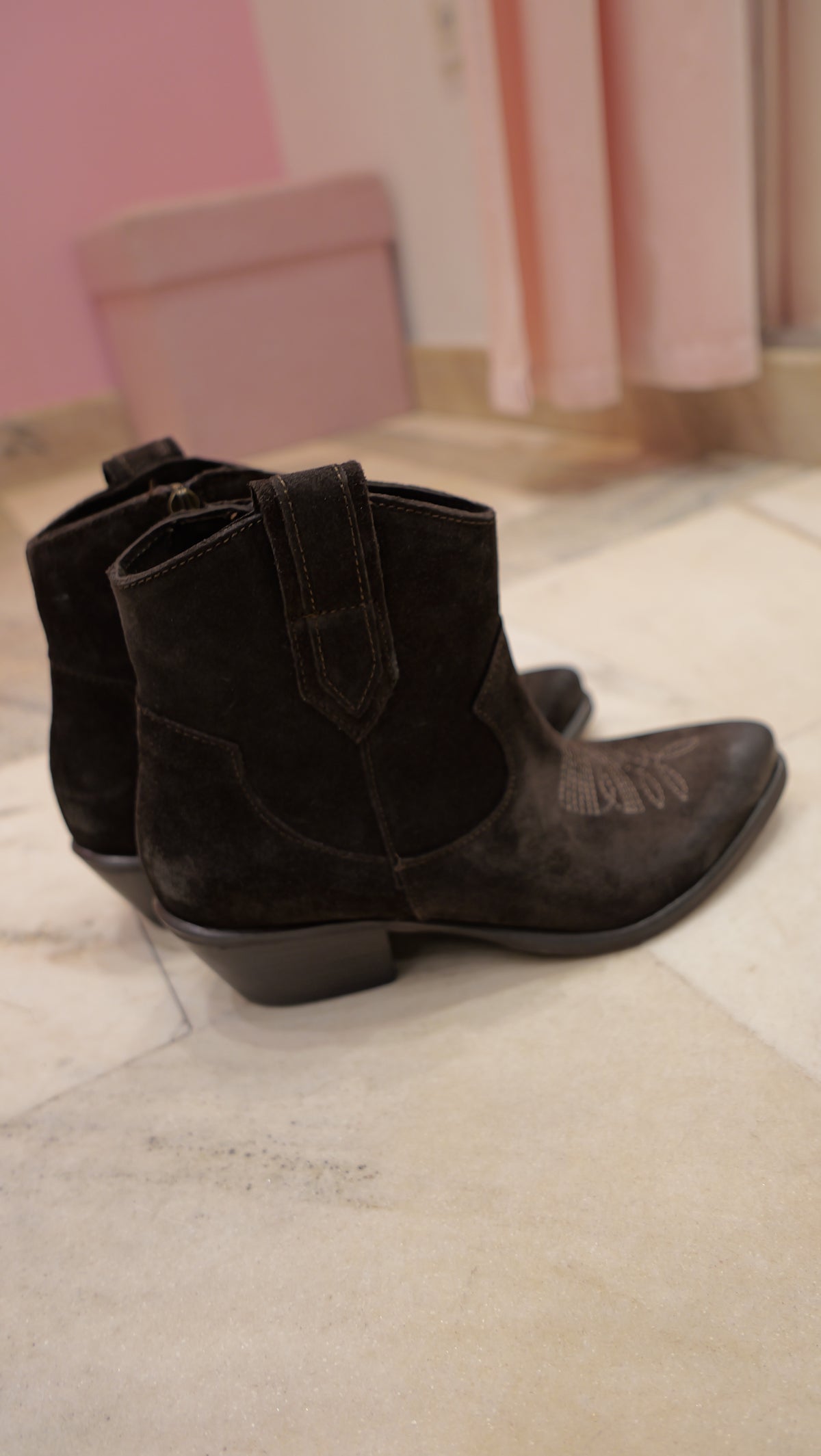 Black cowboy ankle boots