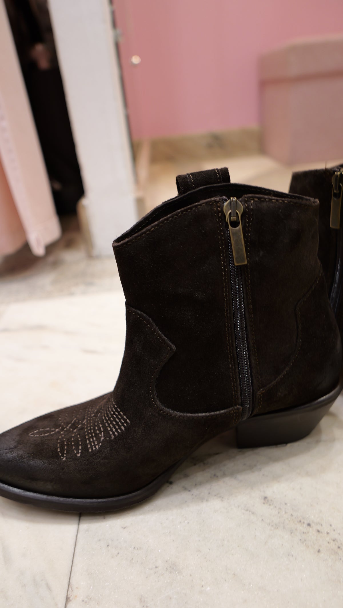 Black cowboy ankle boots