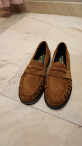 Camel suede loafers