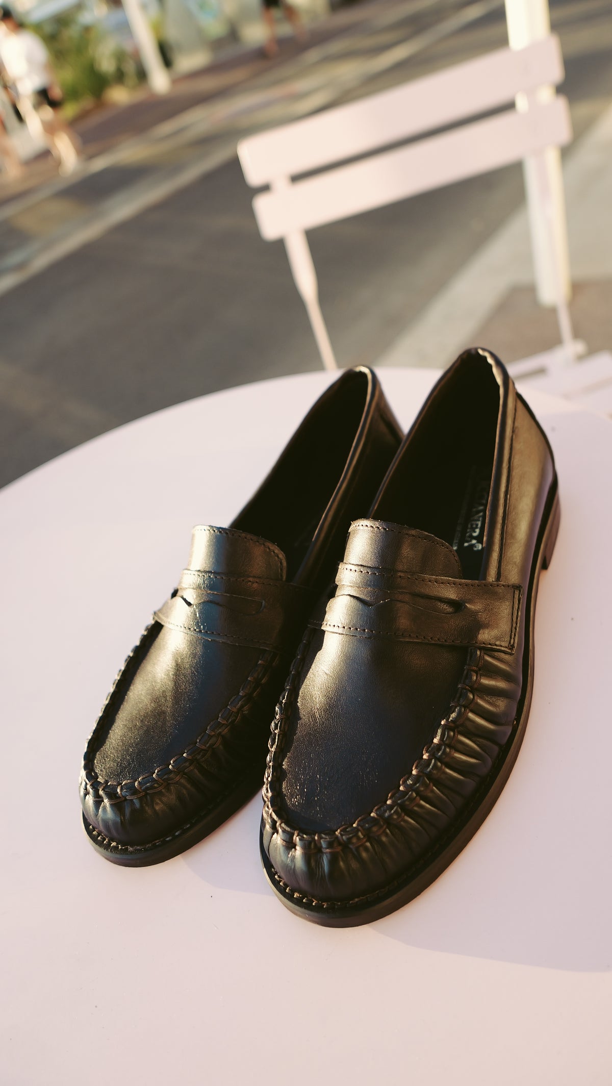 Dark brown leather loafers