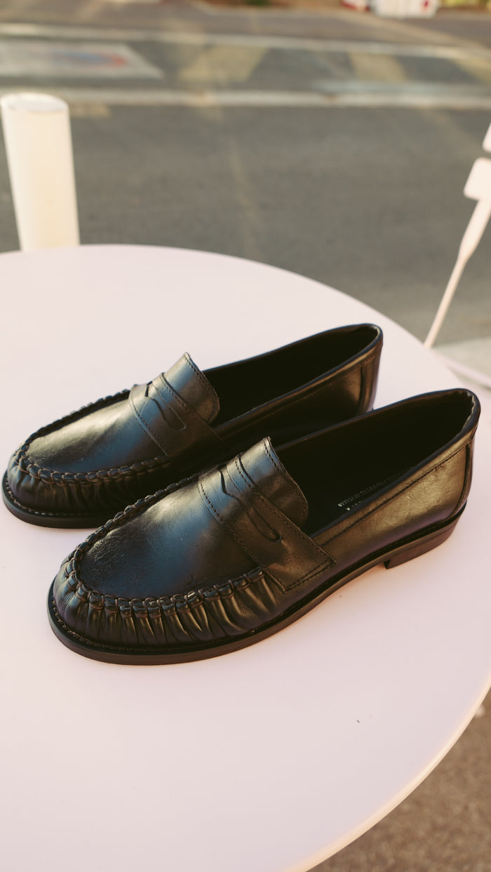 Dark brown leather loafers