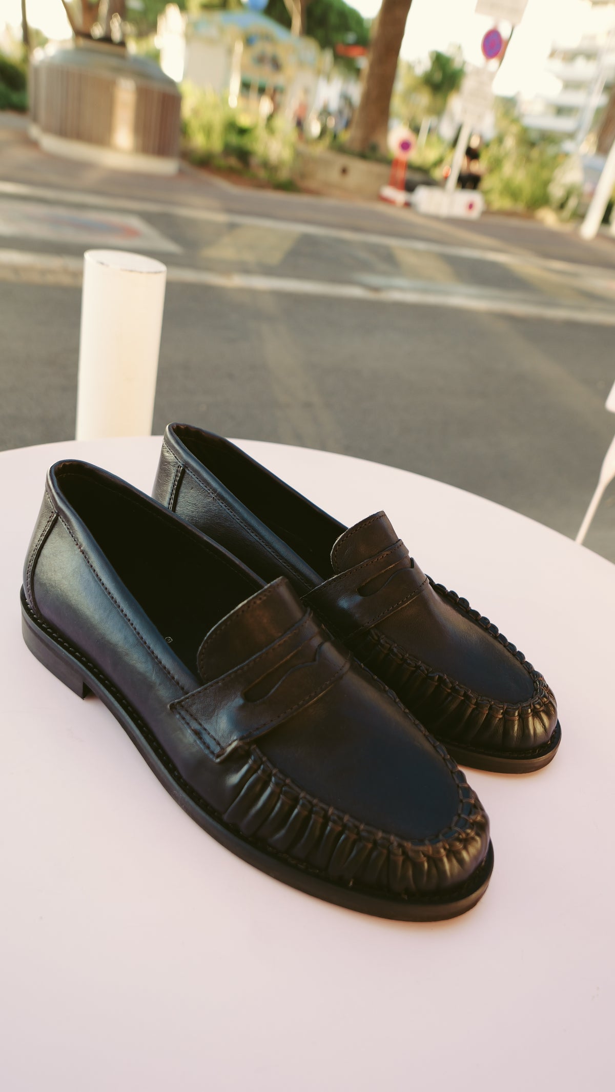 Dark brown leather loafers