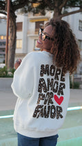 Sweat blanc « More Amor Por Favor » léopard