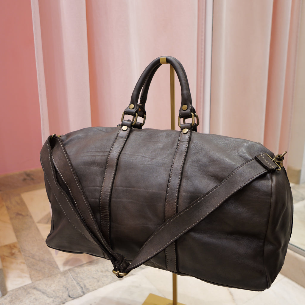 Sac de voyage en cuir vintage taupe