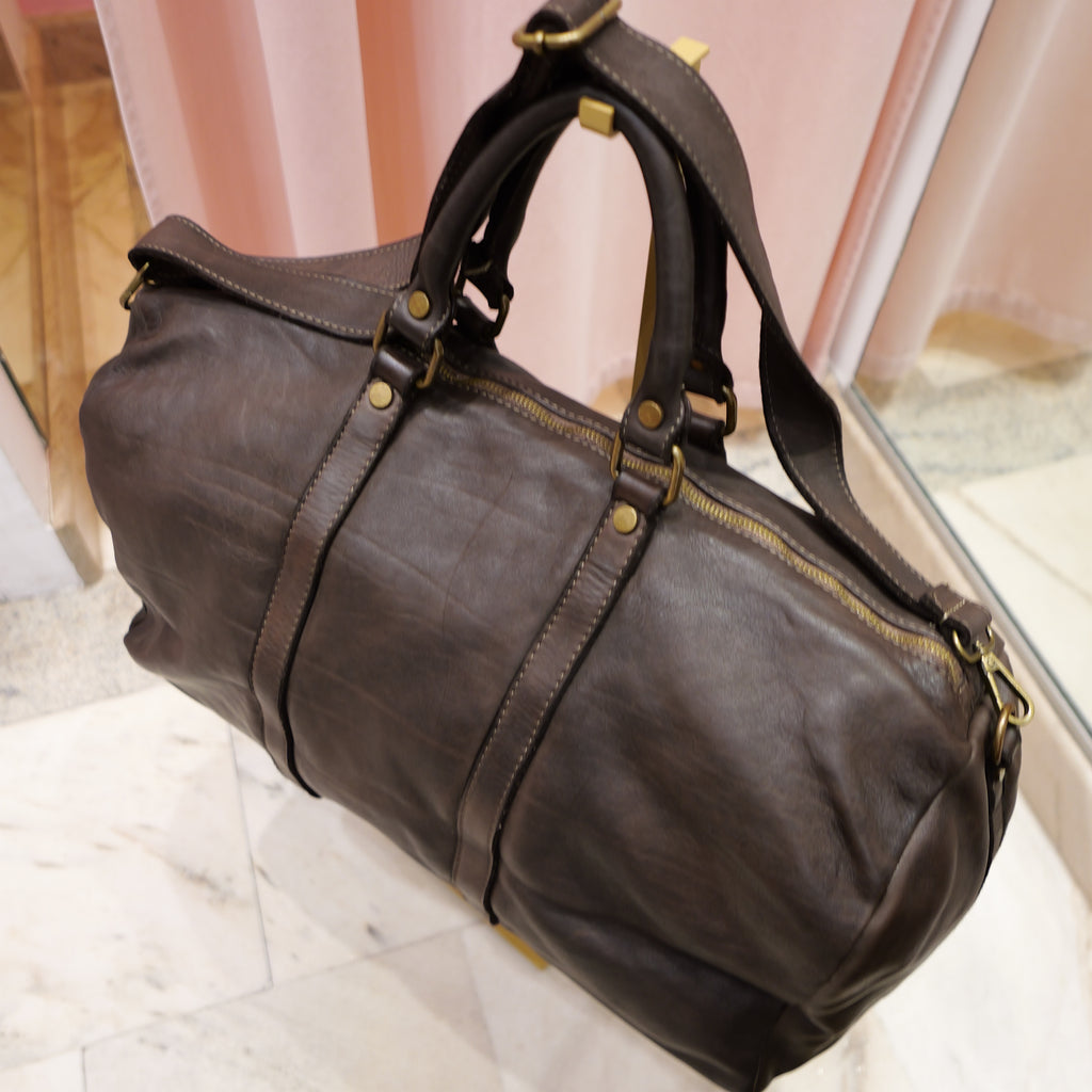 Sac de voyage en cuir vintage taupe