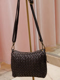Vintage chocolate braided leather crossbody bag