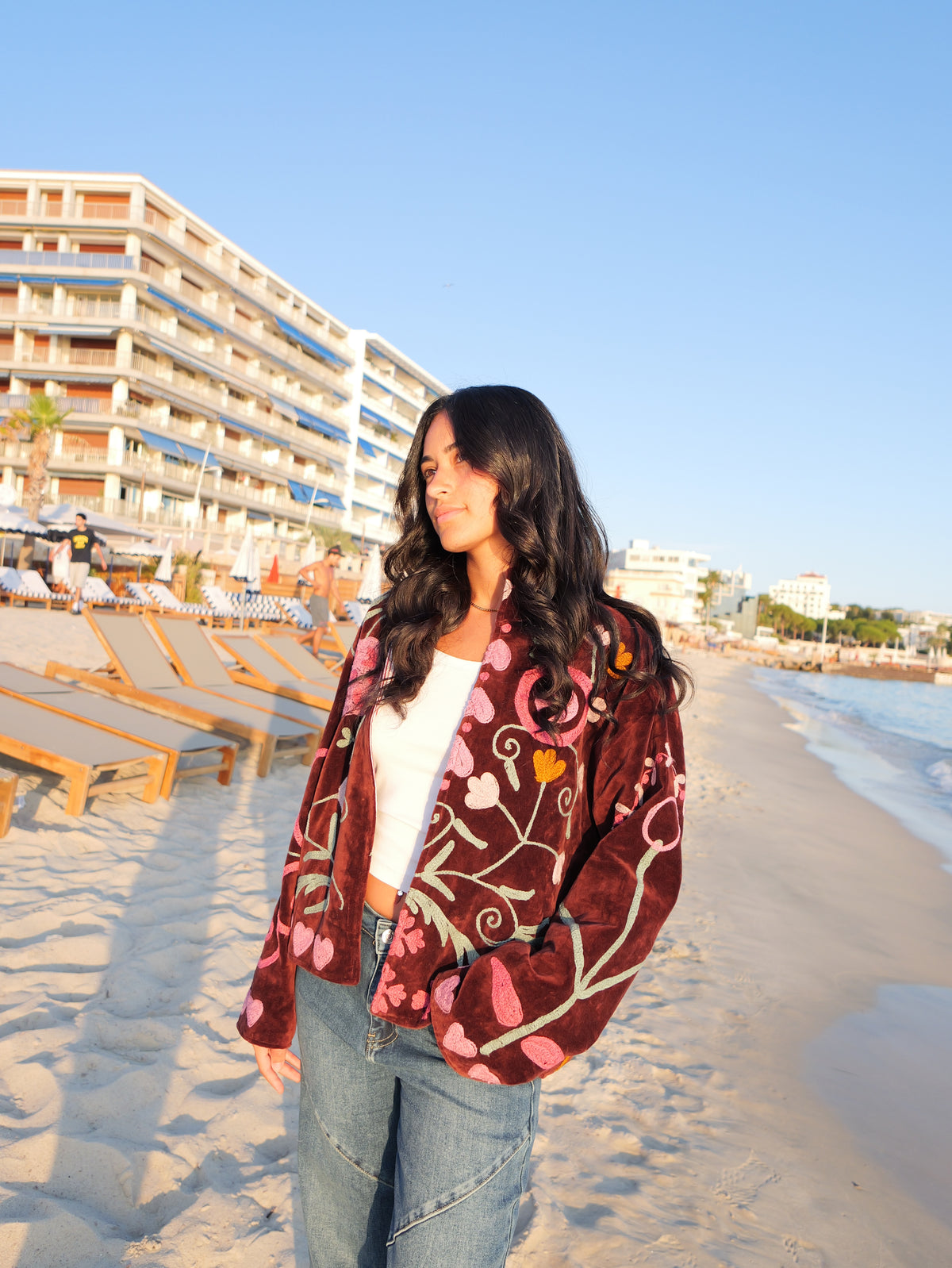 ANAYA jacket with pink embroidery
