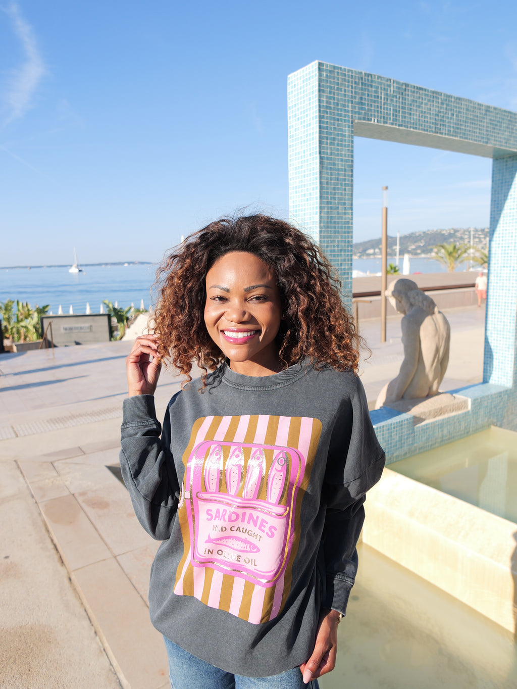Sweat Oversize « Sardines » gris vintage