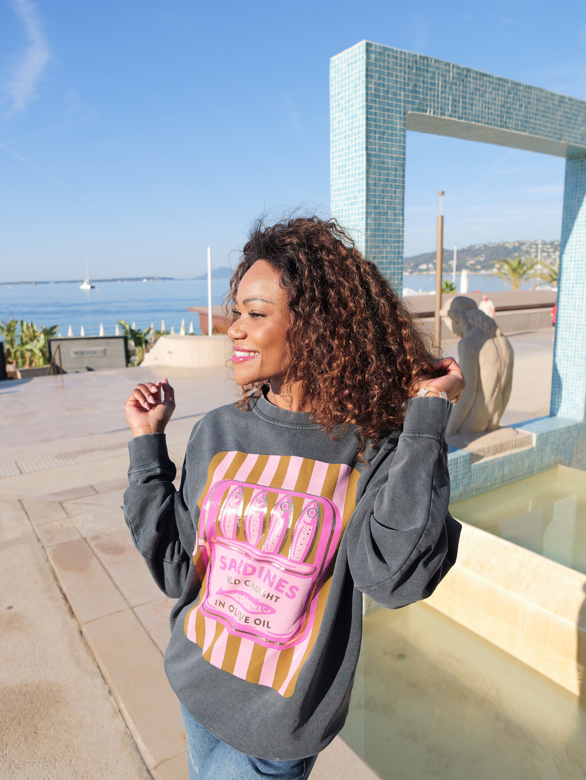 Sweat Oversize « Sardines » gris vintage