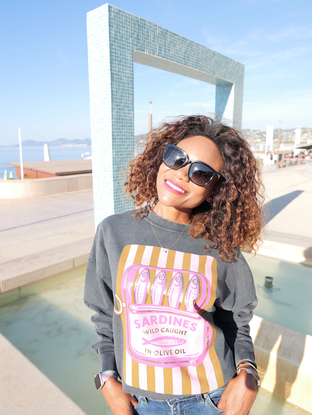 Sweat Oversize « Sardines » gris vintage