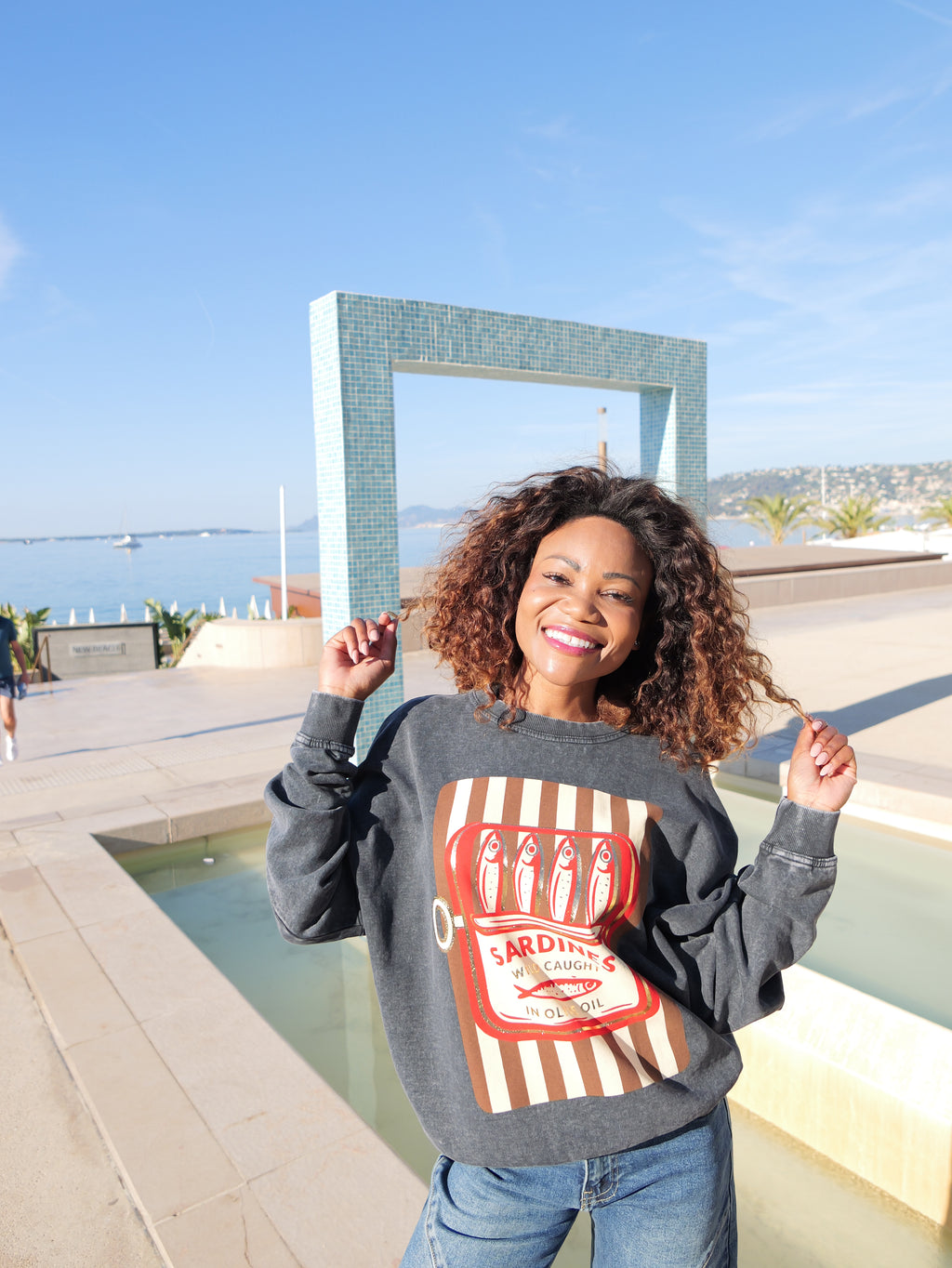 Sweat Oversize « Sardines » gris vintage