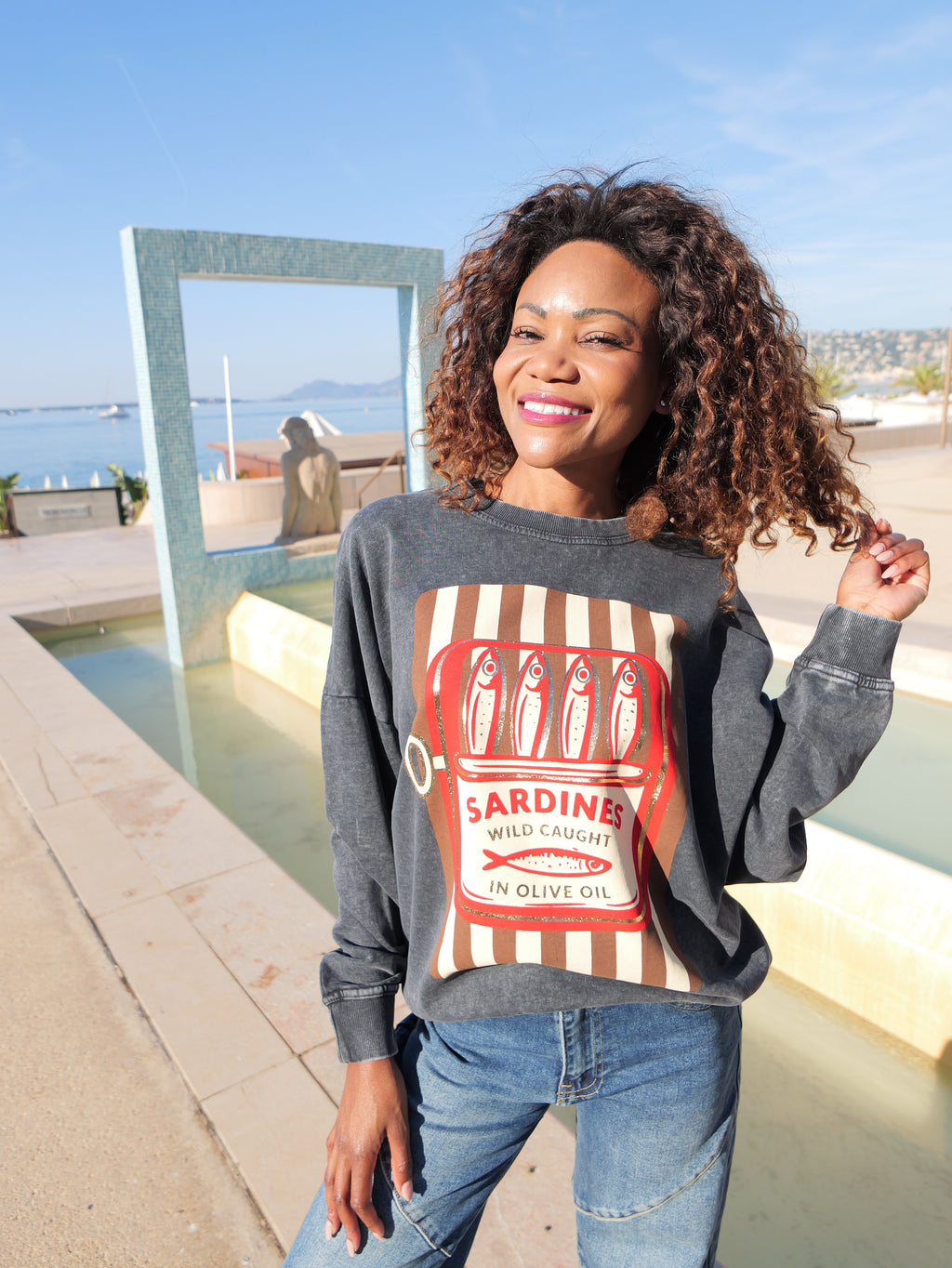 Sweat Oversize « Sardines » gris vintage
