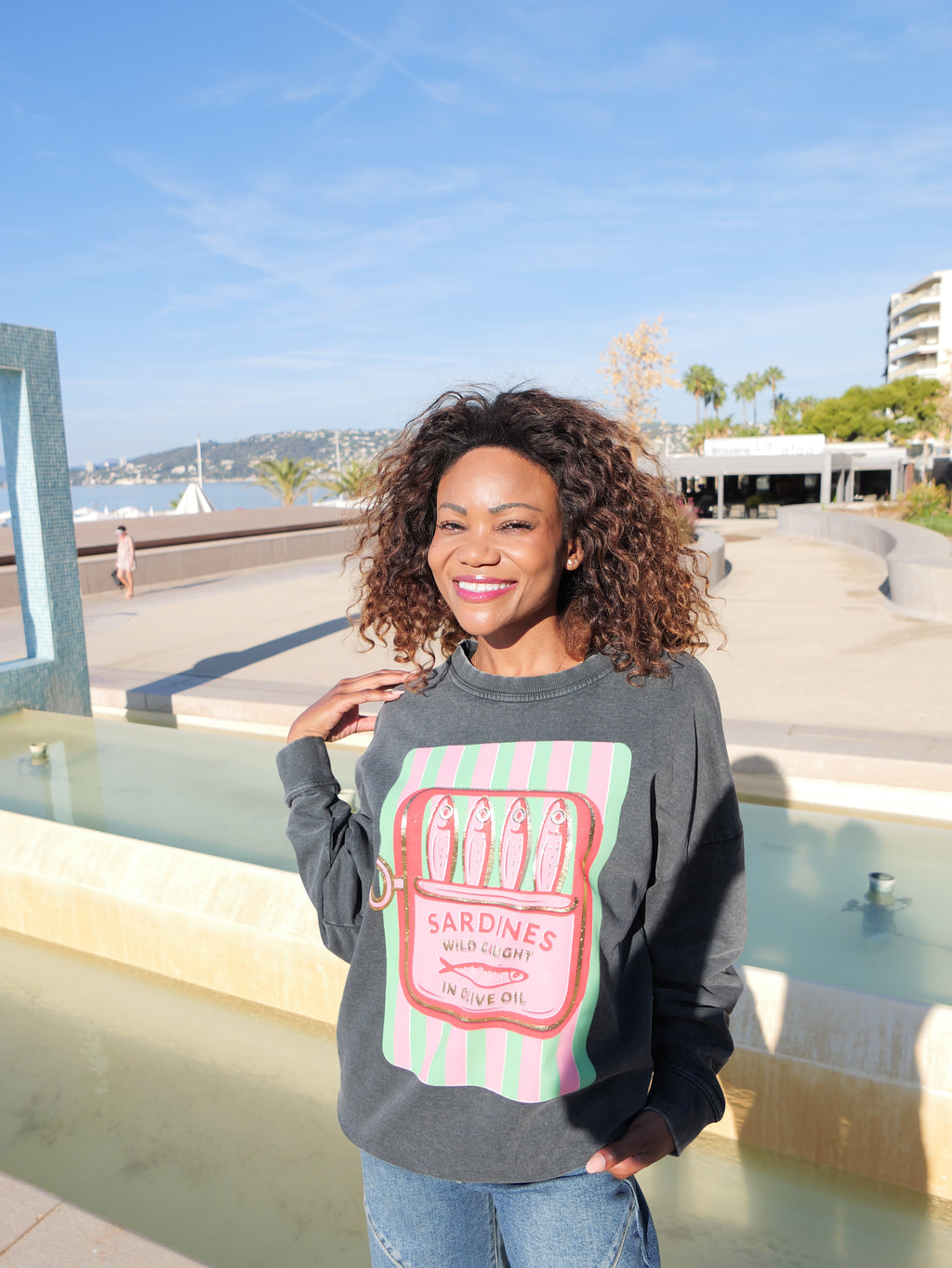 Sweat Oversize « Sardines » gris vintage