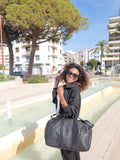 Sac de voyage en cuir vintage taupe