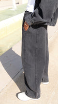 Dark gray wide-leg jeans