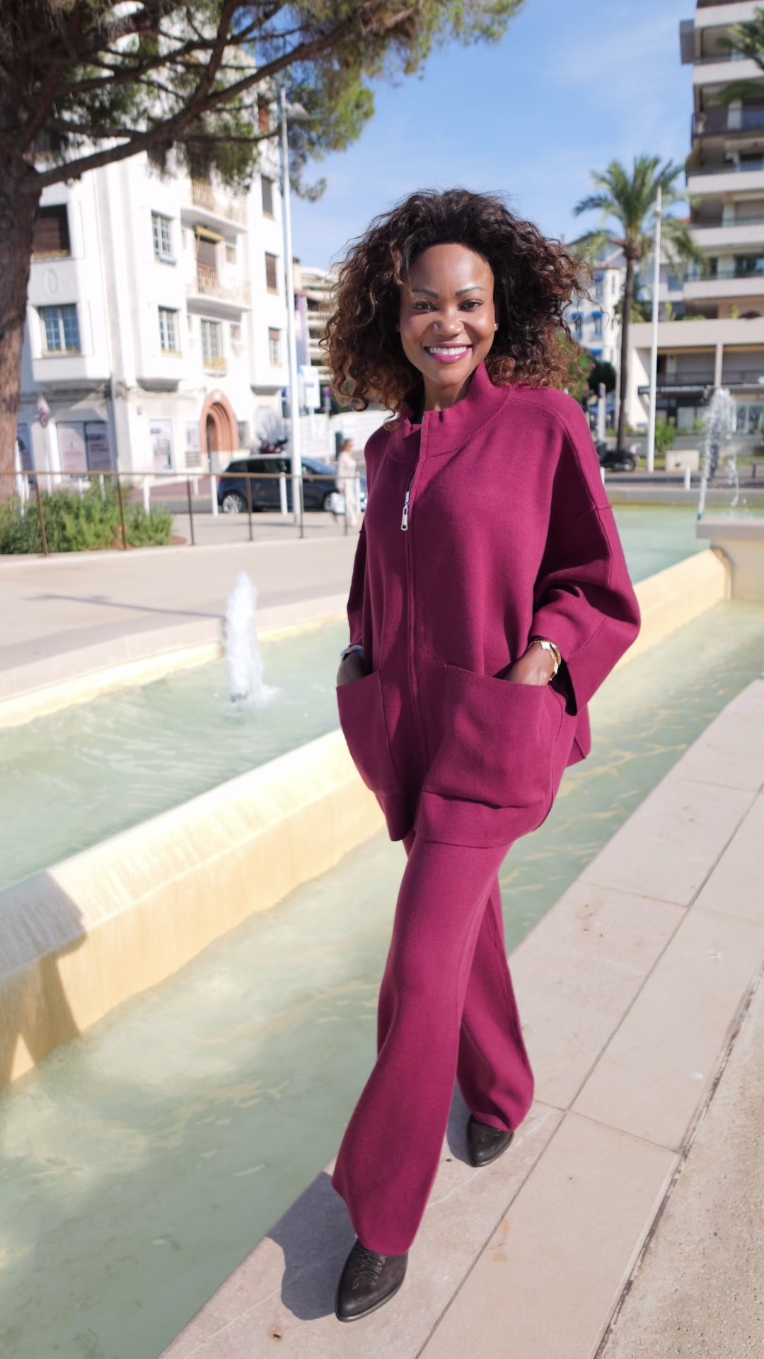 Ensemble Bordeaux chic et confortable