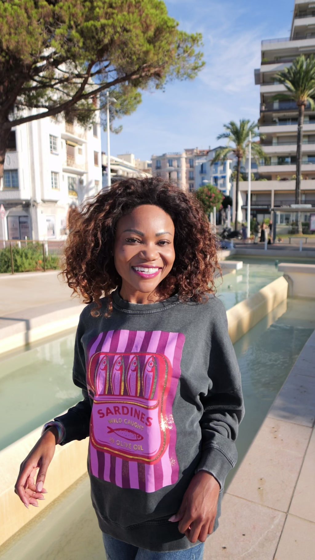 Sweat Oversize « Sardines » gris vintage