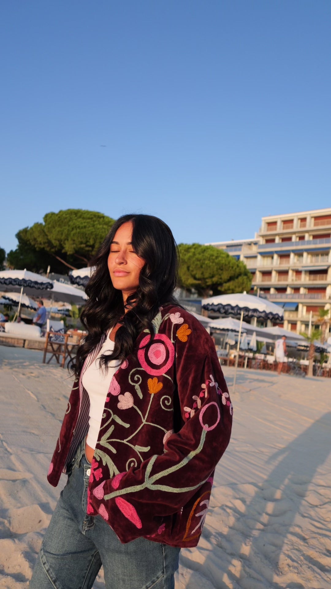 ANAYA jacket with pink embroidery